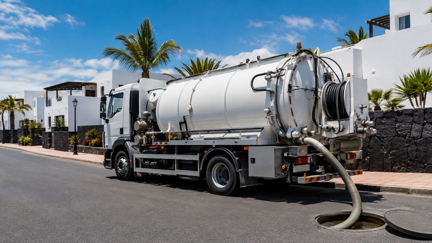 Camión cuba preparado para un servicio de limpieza en Las Palmas